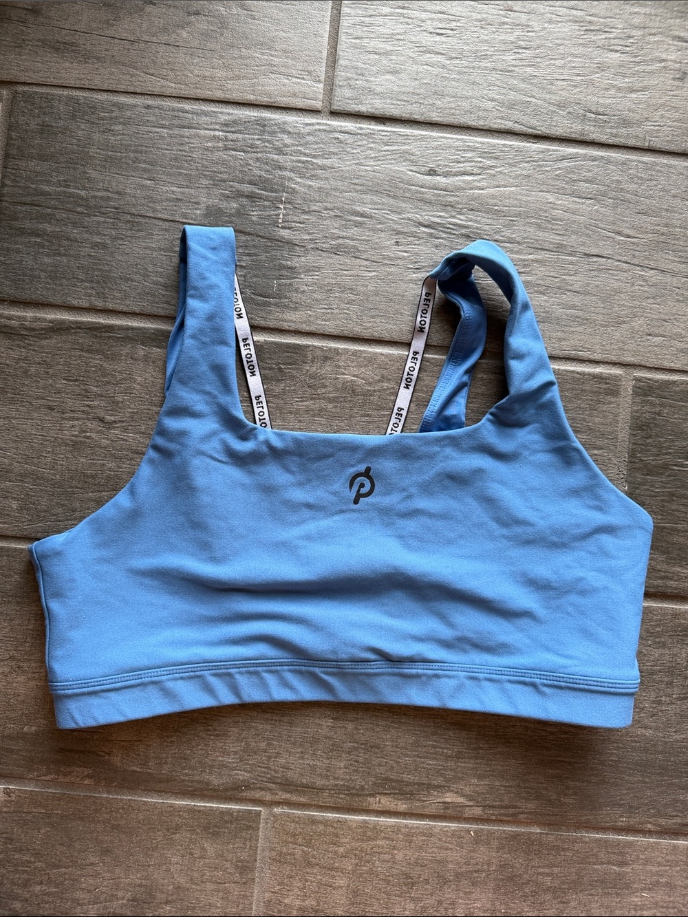 Peloton Light Blue Scoop-Front Low-Impact Sports Bra